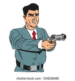 Man cartoon with gun design