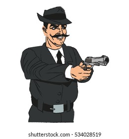 Man cartoon with gun design