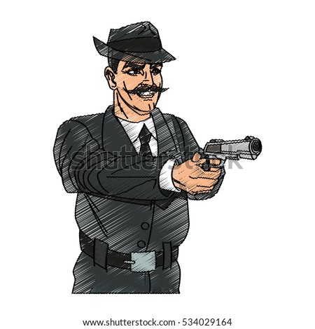Man cartoon with gun design