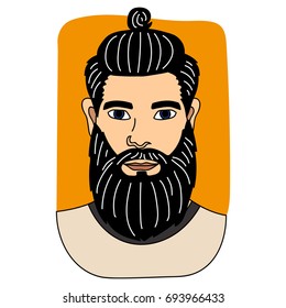 Man cartoon hairstyles with beards and mustache. A collection of fashionable stylish hairstyles, mustache and beards. Vector illustration with isolated hipsters hairstyles