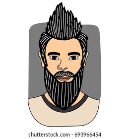 Man cartoon hairstyles with beards and mustache. A collection of fashionable stylish hairstyles, mustache and beards. Vector illustration with isolated hipsters hairstyles