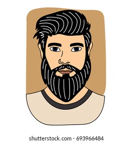 Man cartoon hairstyles with beards and mustache. A collection of fashionable stylish hairstyles, mustache and beards. Vector illustration with isolated hipsters hairstyles