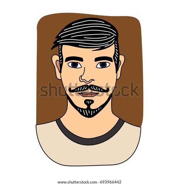 Man Cartoon Hairstyles Beards Mustache Collection Stock