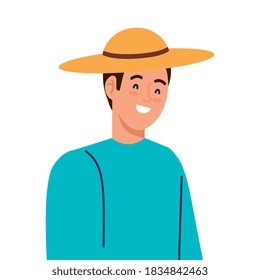 man cartoon with hat design, Boy male person people human social media and portrait theme Vector illustration