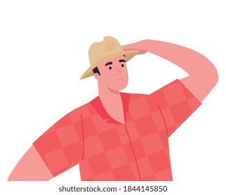 man cartoon with hat design, Boy male person people human social media and portrait theme Vector illustration