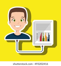 man cartoon infographic statistics