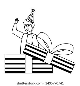 Man cartoon inside gift design