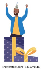 Man cartoon inside gift design