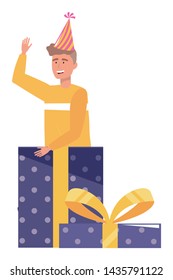 Man cartoon inside gift design