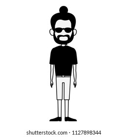 Man cartoon isolated in black and white