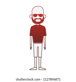 Man cartoon isolated red lines