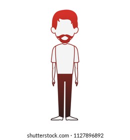 Man cartoon isolated red lines