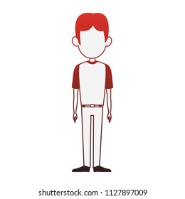 Man cartoon isolated red lines