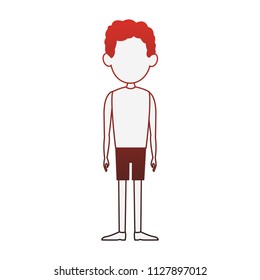 Man cartoon isolated red lines