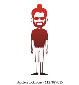 Man cartoon isolated red lines