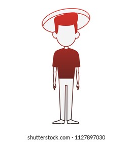 Man cartoon isolated red lines