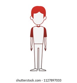 Man cartoon isolated red lines