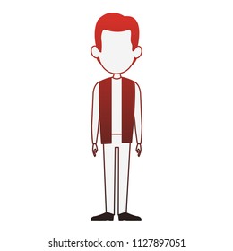 Man cartoon isolated red lines