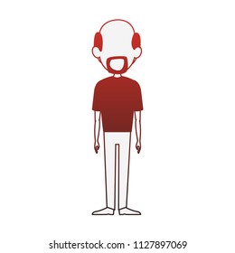 Man cartoon isolated red lines