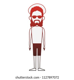 Man cartoon isolated red lines