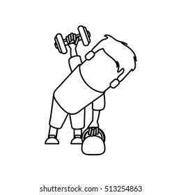 Man cartoon lifting weight design