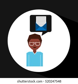 man cartoon message document file vector illustration eps 10