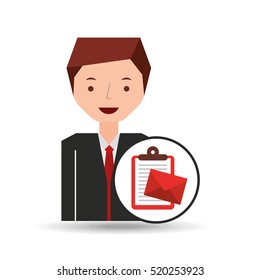 man cartoon message list email vector illustration eps 10