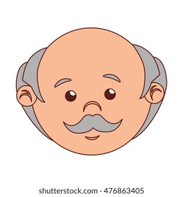 man cartoon old bald isolated