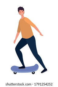 man cartoon on skateboard design, Outdoor activity theme Vector illustration