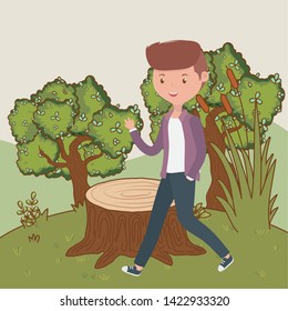 Man cartoon in the park design