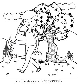 Man cartoon in the park design