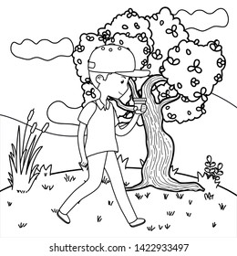 Man cartoon in the park design