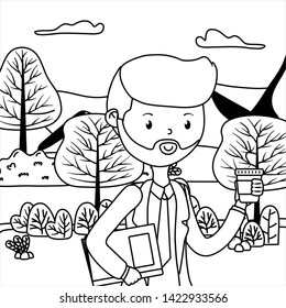 Man cartoon in the park design