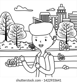 Man cartoon in the park design