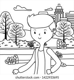 Man cartoon in the park design