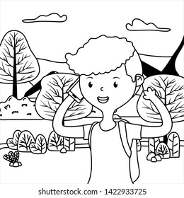 Man cartoon in the park design