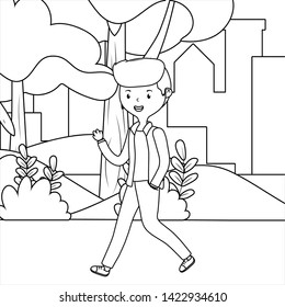 Man cartoon in the park design