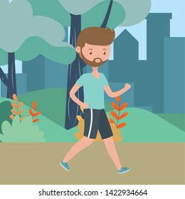Man cartoon in the park design