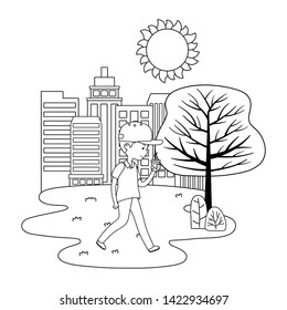 Man cartoon in the park design