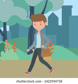 Man cartoon in the park design