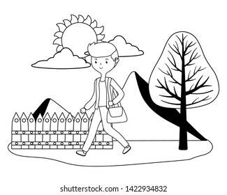 Man cartoon in the park design