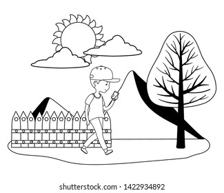 Man cartoon in the park design