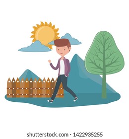 man cartoon in the park design