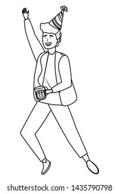Man cartoon with party hat design