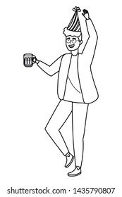 Man cartoon with party hat design