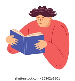 homem cartoon leitura livro isolado