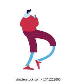 Man cartoon with smartphone chatting design, Message chat and communication theme Vector illustration
