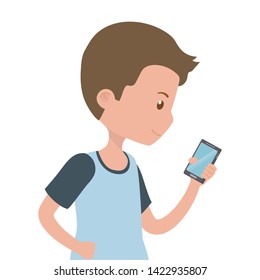 Man cartoon with smartphone design