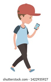 Man cartoon with smartphone design