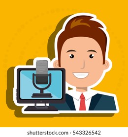 man cartoon speak microphone